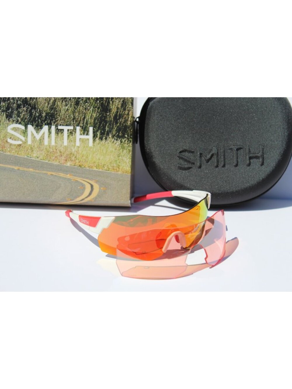 SMITH OPTICS Pivlock Arena Max/N Sunglasses White/Red ChromaPop Interchange NEW